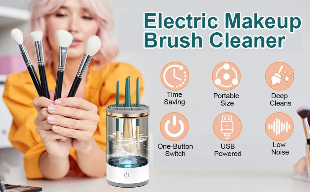 Makeup Brush Cleaner Electric Automatic Makeup Brush Cleanser Portable 3 In 1 Cosmetic Cleaner Electric Automatic Makeup Machine