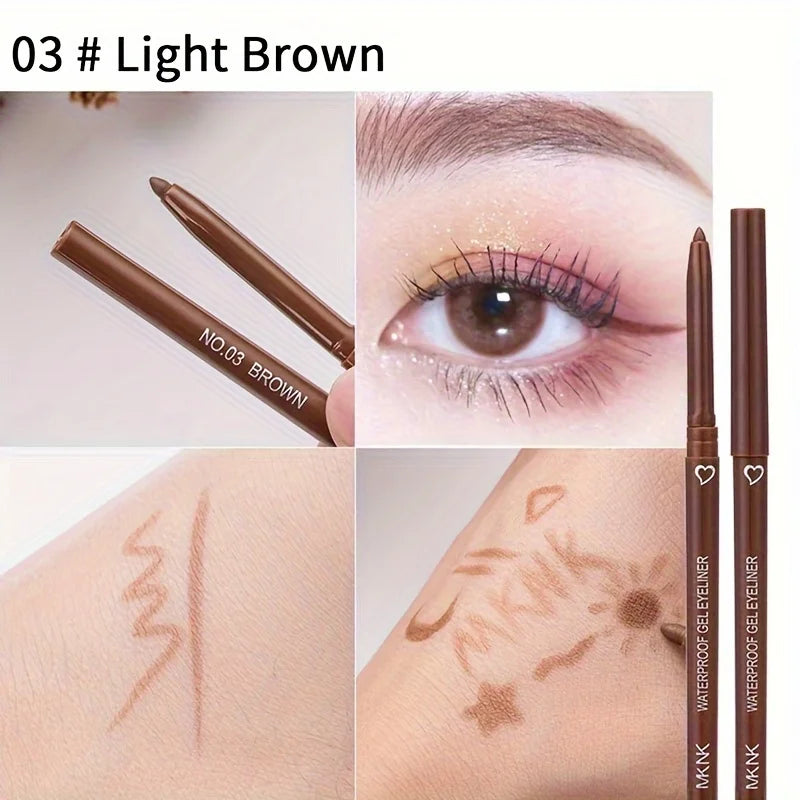 Smooth Waterproof Eyeliner Gel Pencil Blue Brown Eyeliner Soft Easy Wear High Pigment Matte Concealer Pen Lasting Eyes Makeup