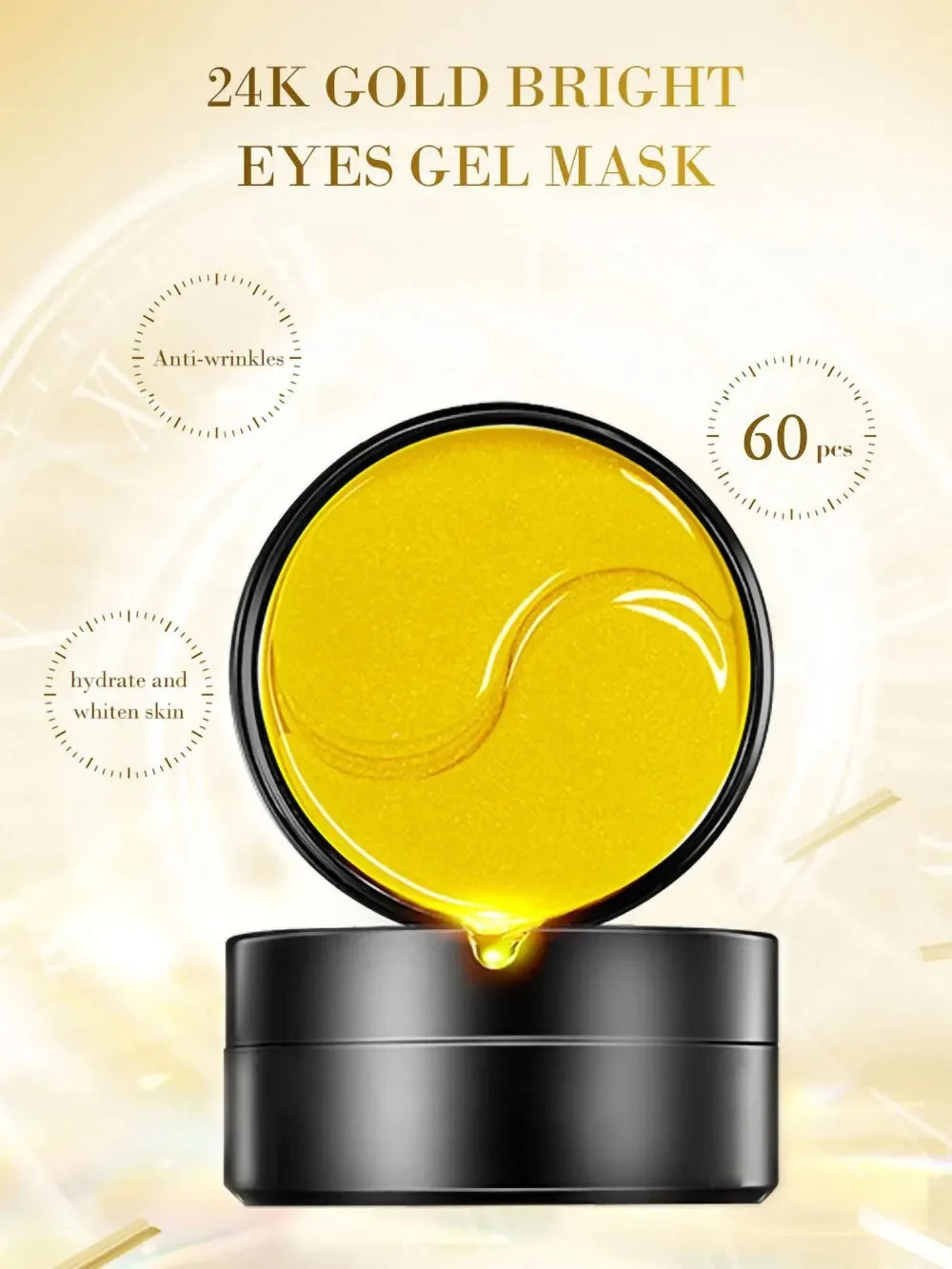 60pcs Golden Moisturizing Eye Mask Relieve Eye Fatigue Nourish Eye Area Collagen Crystal Eye Mask Korean Skin Care Masks