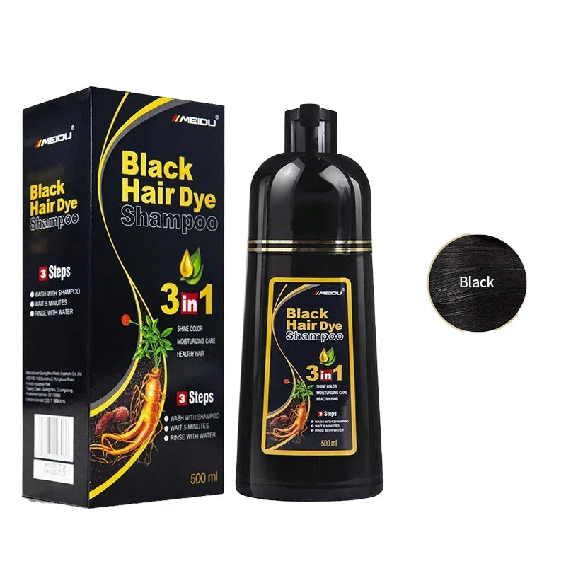 100ml/500ml Hair Dye Shampoo 3in1 Darkening Hairs Instant Gray To Black Polygonum Multiflorum Natural Coloing Cover for Women