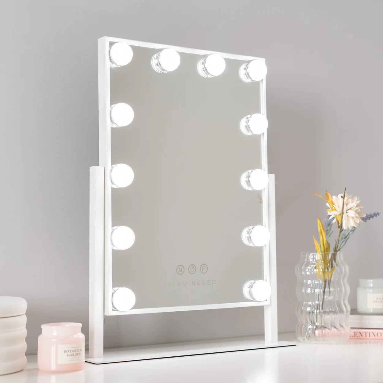 Flaminguuo makeup mirror with Led light mirror makeup vanity with light 15 LED bulbs mirror with lights USB mirror with light 3 modes makeup mirror with big light