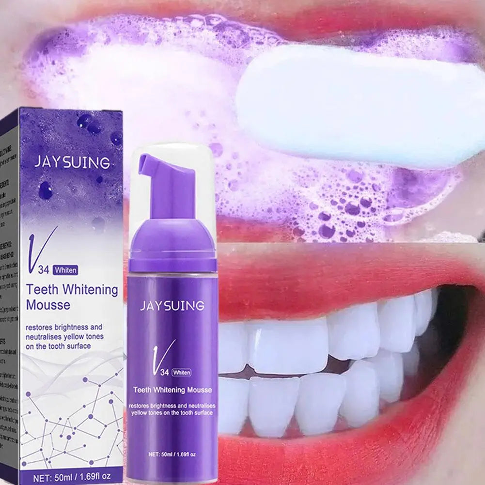 50ml V34 Mousse Toothpaste Removing Yellow Teeth Cleaning Tooth Stain Oral Fresh Tooth Care Product