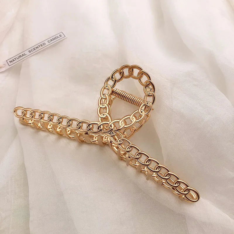 Fashion Metal Hair Claw For Women Gold Silver Color Cross Crab Hair Clip Korean Elegant Geometric Hairpin Girl Hair Accessories