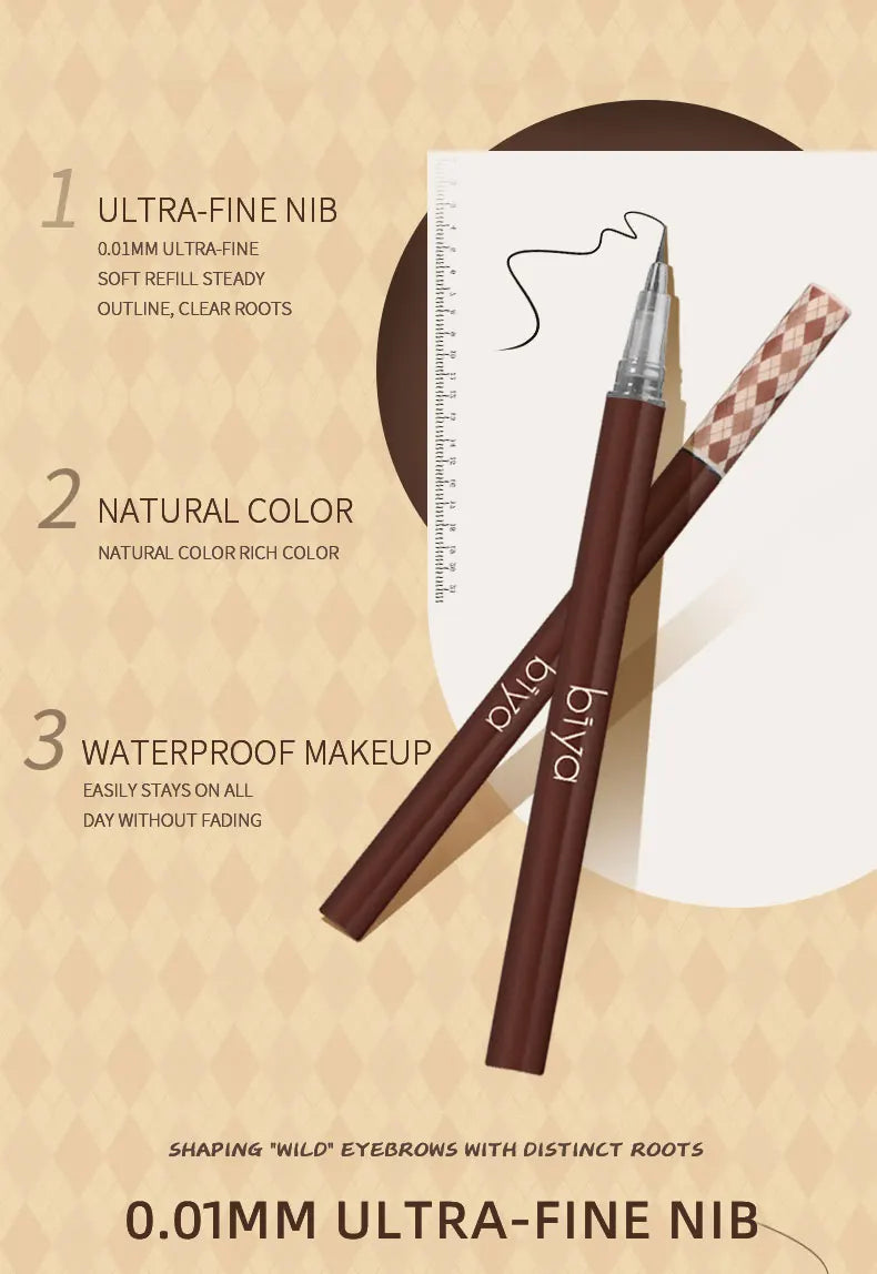 0.01mm Ultra Fine Liquid Eyebrow Pen Waterproof Natural Color Not Smudge Eyebrow BIYA Makeup Pencil