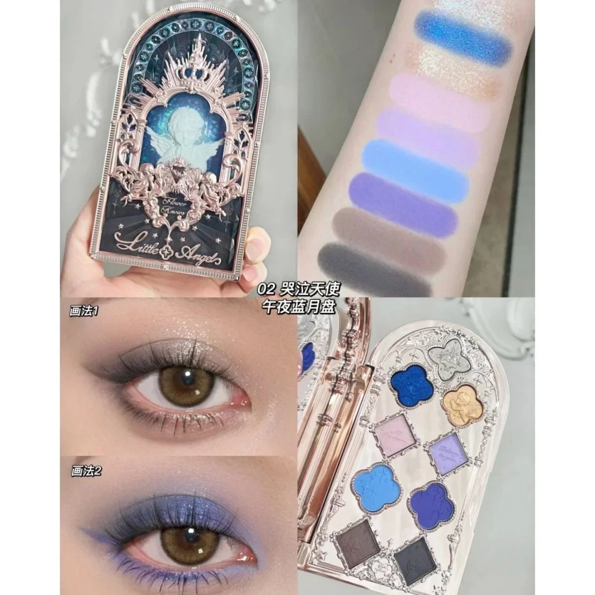 Flower Knows Swan Ballet Eyeshadow Palette Matte Fine Shimmer Pearl Face Palette 6 Colour Glitter Eye Shadow