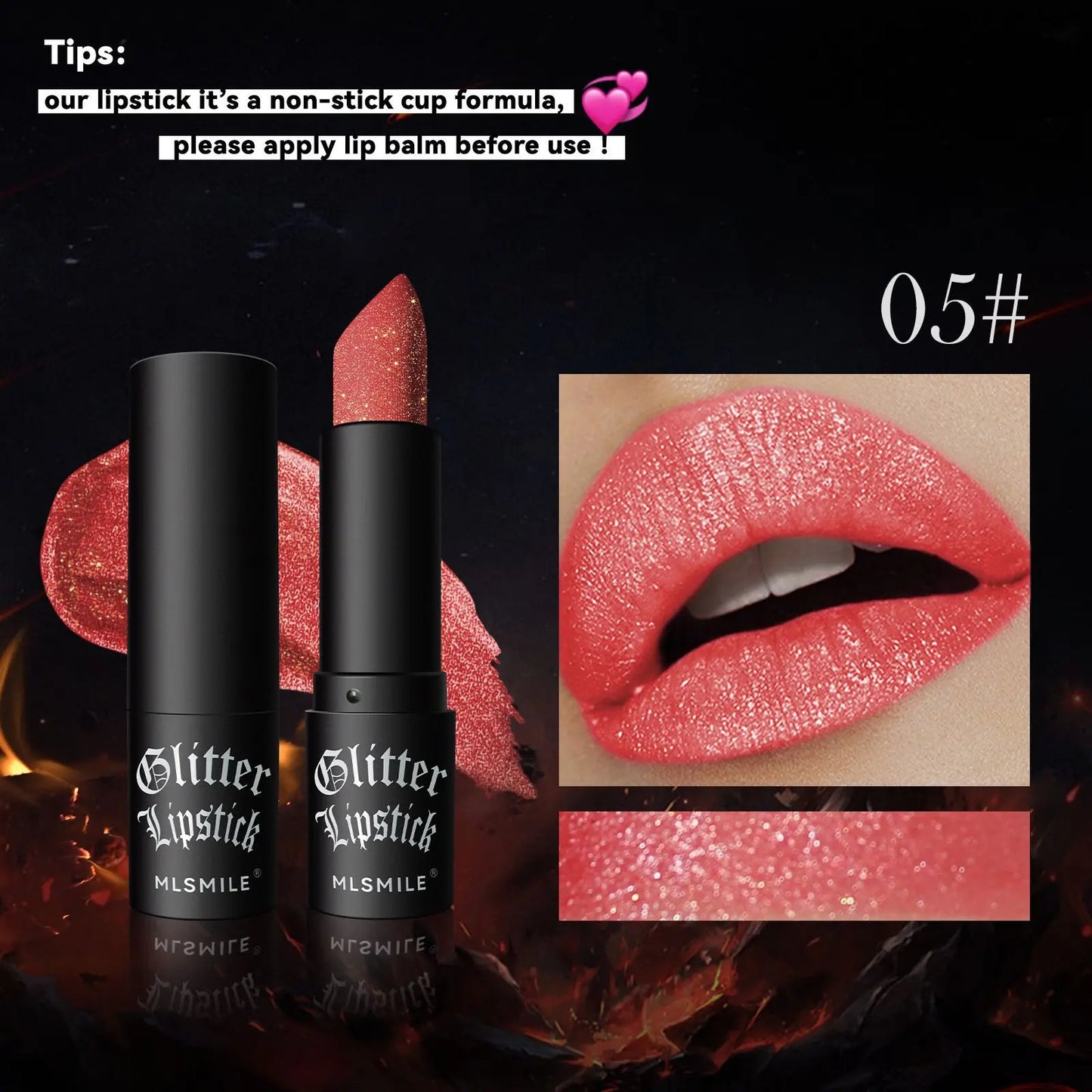 7Colors Glitter Lipstick Waterproof Long Lasting Diamond Pearlescent Metallic Lipstick Black Lipgloss Women Lips Makeup Cosmetic