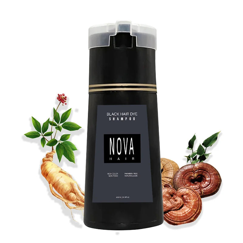 Nova Hair Dyeing Hair Care Shampoo 3-in-1 Natural Fast White Hair Dyed Black Hair Dye Lasting Convenience Men Women Hair Care