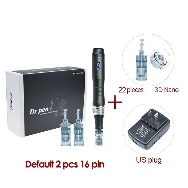 Dr pen Ultima M8 With 22 Cartridge Wireless Derma Microneedle Pen Skincare Kit MTS Treatment Professionals Use Beauty Machine