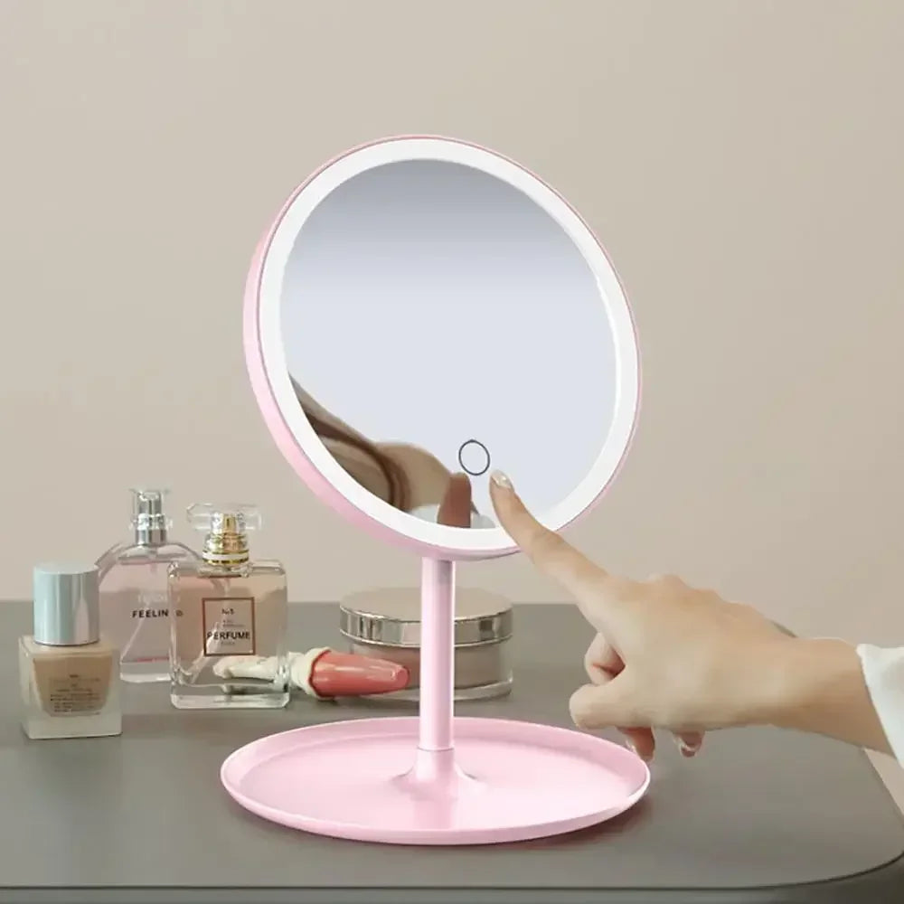 1PC Detachable 3 Modes Makeup Mirror With Light LED Daylight Vanity Mirror Storage Base Mirror With Light Gift USB Rechargable