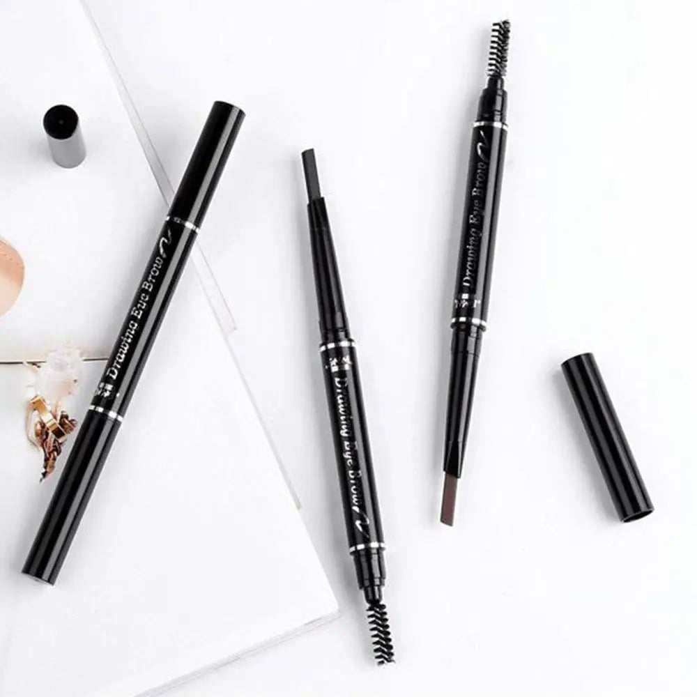 1PC Double Ended Eyebrow Pencil Rotatable Triangle Eye Brow Pen Waterproof Waterproof Beauty Makeup Tool With Brush Makeup Tool