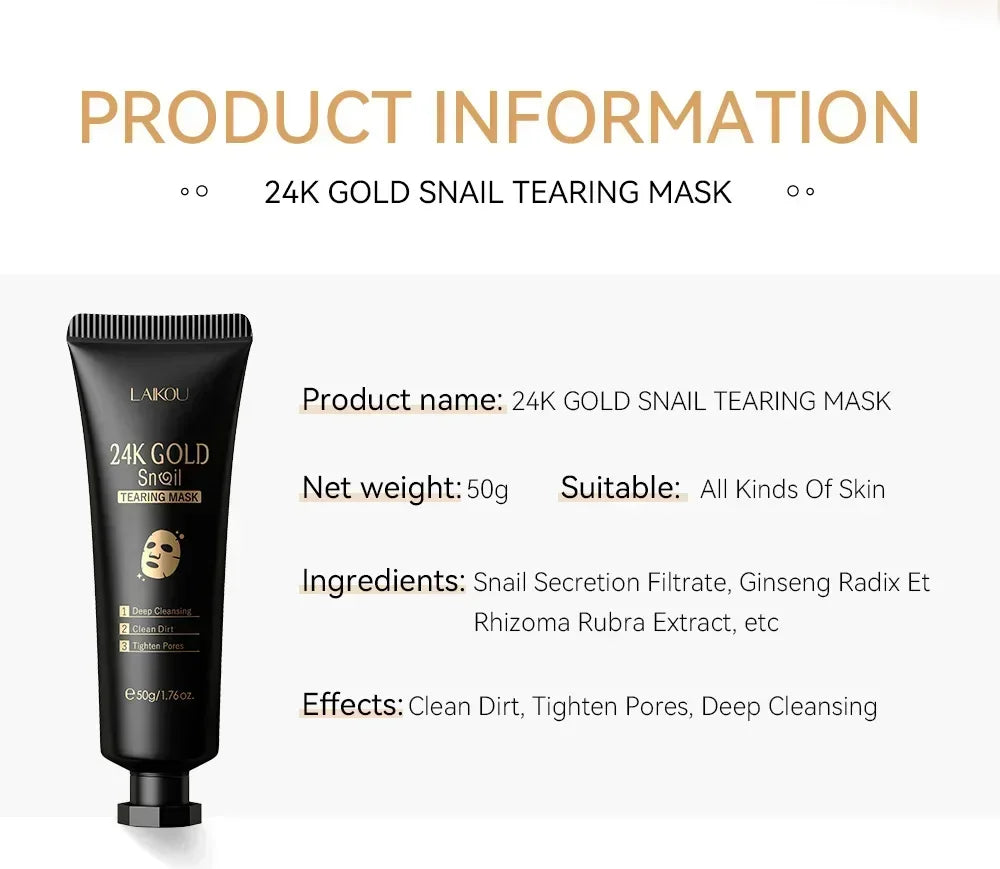 LAIKOU24K Gold foil snail tear mask 50g (hose) to clean pores