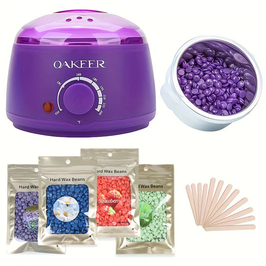 [EU Plug] 200ml Purple Wax Melting Machine + 200g Wax Beans Set, Wax Heating, Wax Hair Removal And Wax Therapy Machine