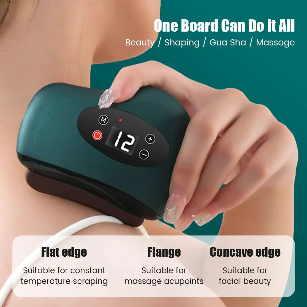 USB Electric Guasha Massager Hot Stone Heating Vibration Scraping Board Neck Back Massage Face Skin Gua Sha Facial Lifting Tools