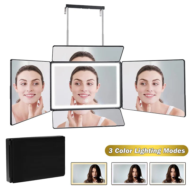 5 Way Mirror, Barber Mirror for Self Hair Cutting, 360° Mirror for Men Shaving, Makeup Mirror with Height Adjusta for Braiding