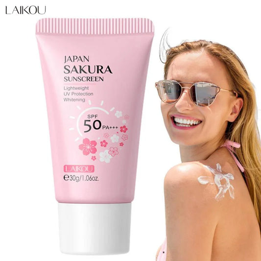 Laikou Sakura  Cream Korean Sunscreen Protector Facial Sun Blocker Spf50 Isolation Lotion  Moisturizer 30g