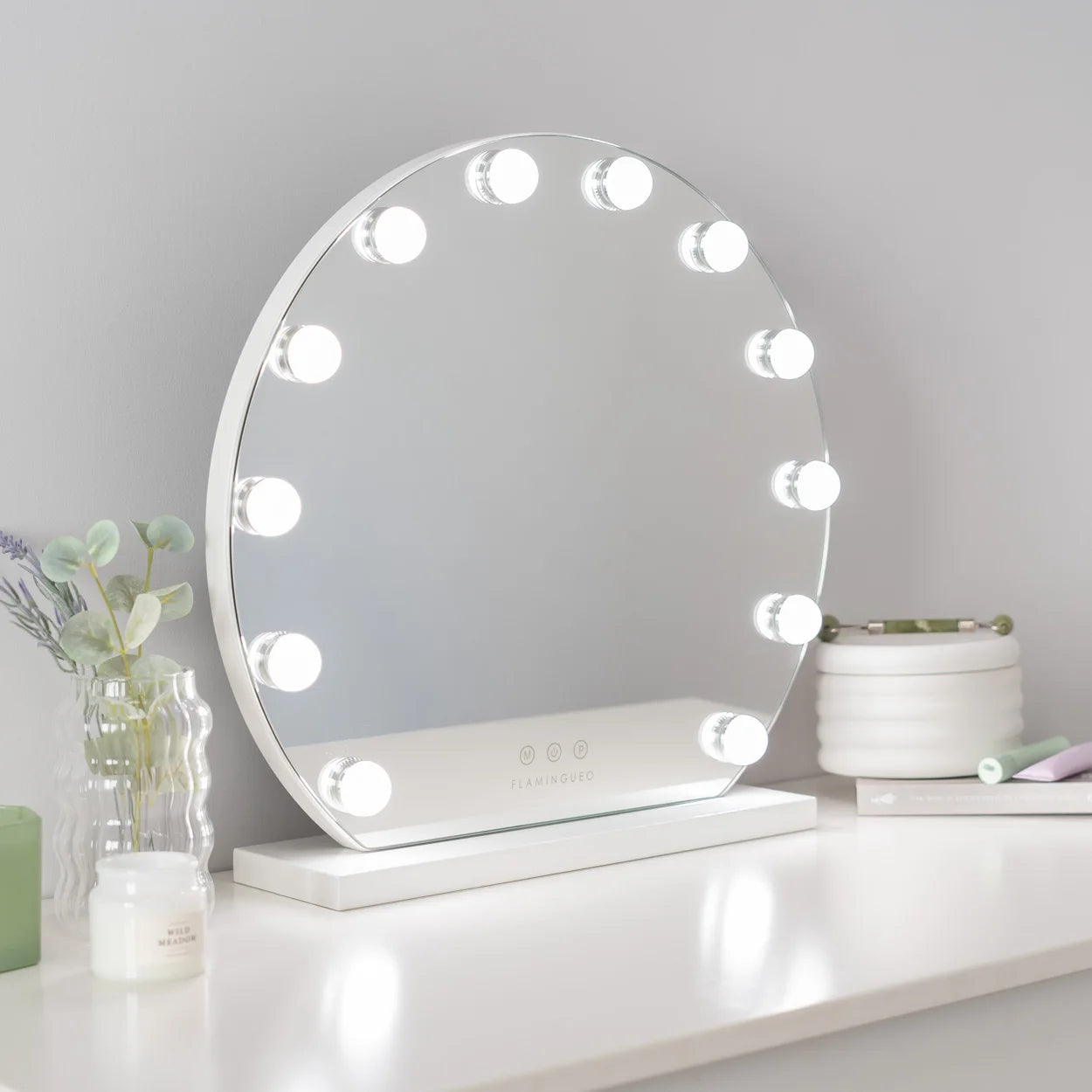 Flaminguuo makeup mirror with Led light mirror makeup vanity with light 15 LED bulbs mirror with lights USB mirror with light 3 modes makeup mirror with big light