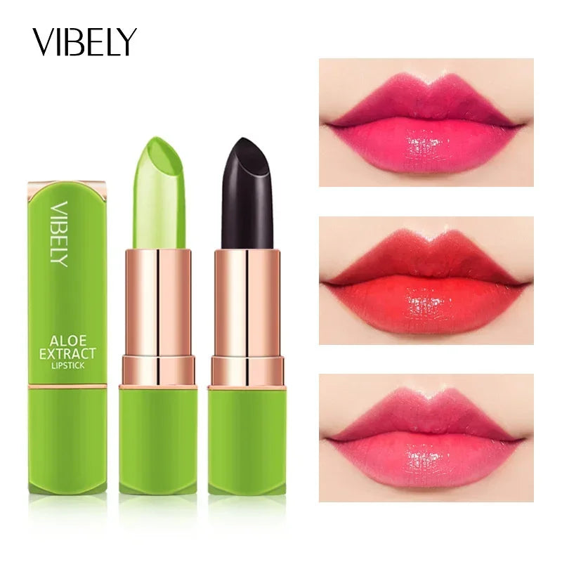 Spring Aloe Vera Moisturizing Lipstick Long Lasting Nouritious Lip Balm Temperature Changing Color lipgloss Lip Makeup Comestics