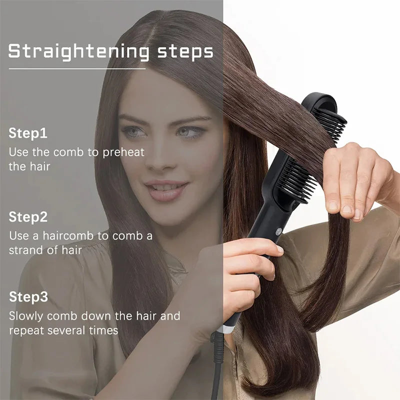 Electric Hot Comb Multifunctional Straight Hair Straightener Comb Negative Ion Anti-Scalding Styling Tool Straightening Brush