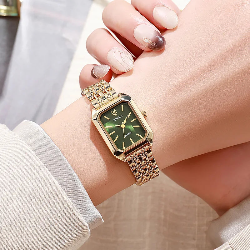 Luxury Women Watches Fashion Rectangle Ladies Steel Band Quartz Watch Reloj Mujer Relogio Feminino Girls Clock Gift