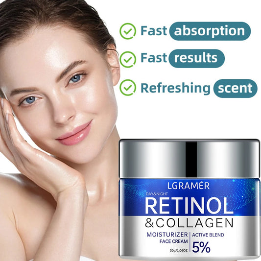 LGRAMER Retinol Cream Collagen, Moisturizing, Fast Absorption, Fresh Smell, Moisturizing Skin, Reduce Fine Lines