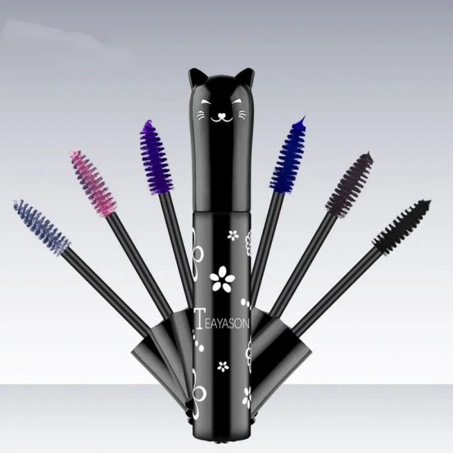 6-Colorful Mascara with Large Brush Head, Easy to Color, Non-Clumping, Non-Fading Mascara, White Purple, Sapphire Blue, Silver Coffee, Not Easy to Smudge, Mascara, Eyebrow Cream