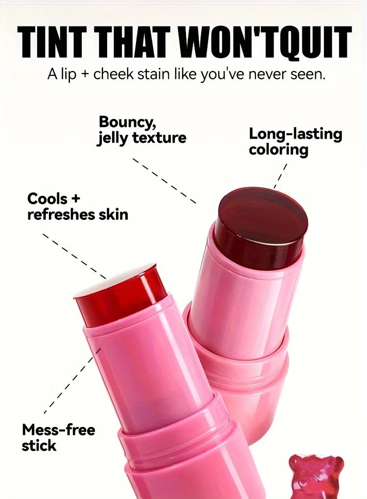 Jelly Blush Stick Makeup, Water Jelly Tint Stick, Lip and Cheek Jelly Blush Stick Lipstick, Lightweight