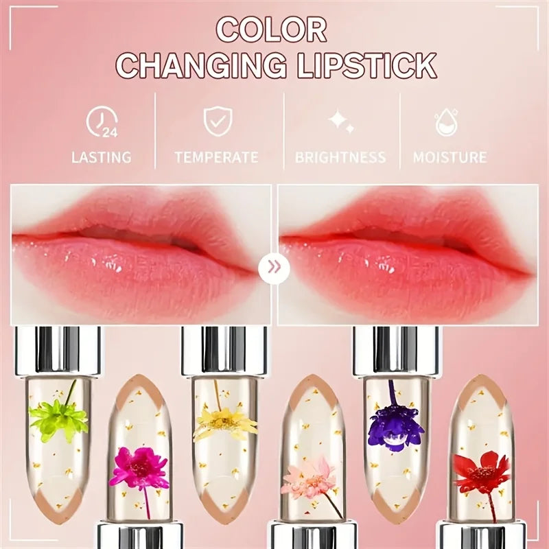 Color Changing Mouth Safflower Jelly Temperature Lasting Nutrition Magic Color Changing Lipstick