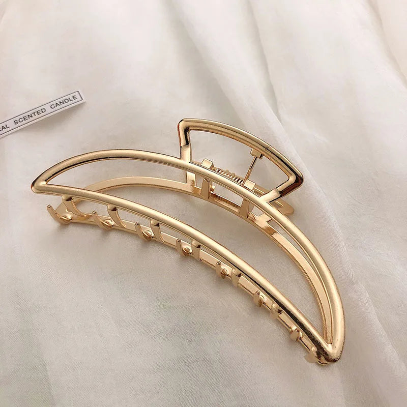 Fashion Metal Hair Claw For Women Gold Silver Color Cross Crab Hair Clip Korean Elegant Geometric Hairpin Girl Hair Accessories