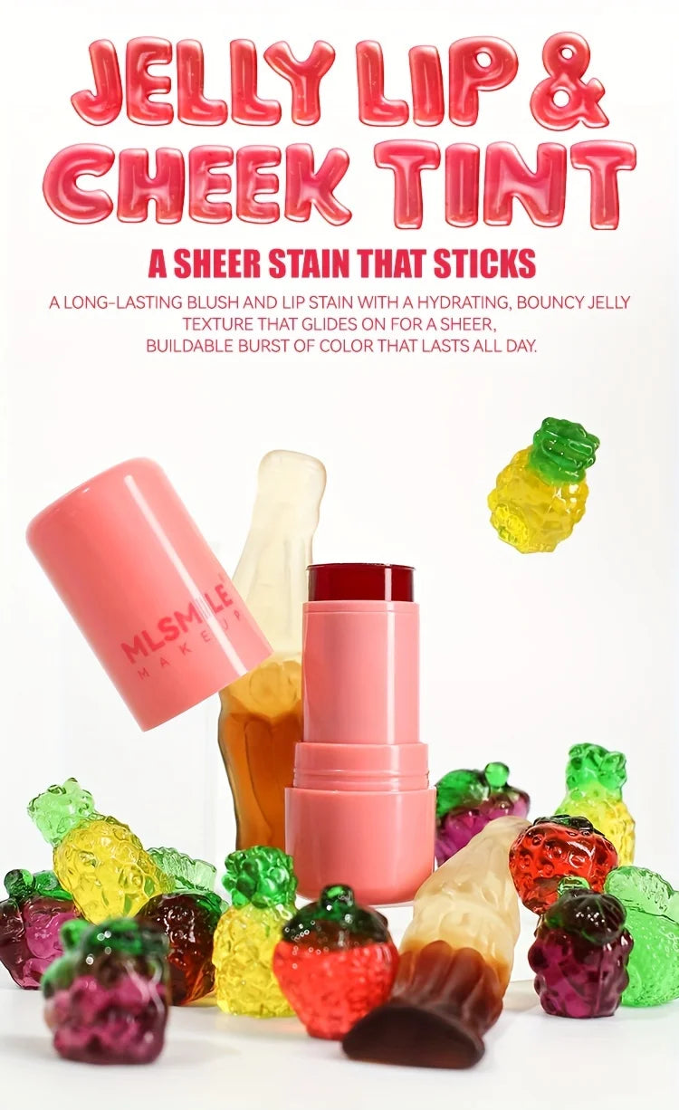 Jelly Blush Stick Makeup, Water Jelly Tint Stick, Lip and Cheek Jelly Blush Stick Lipstick, Lightweight