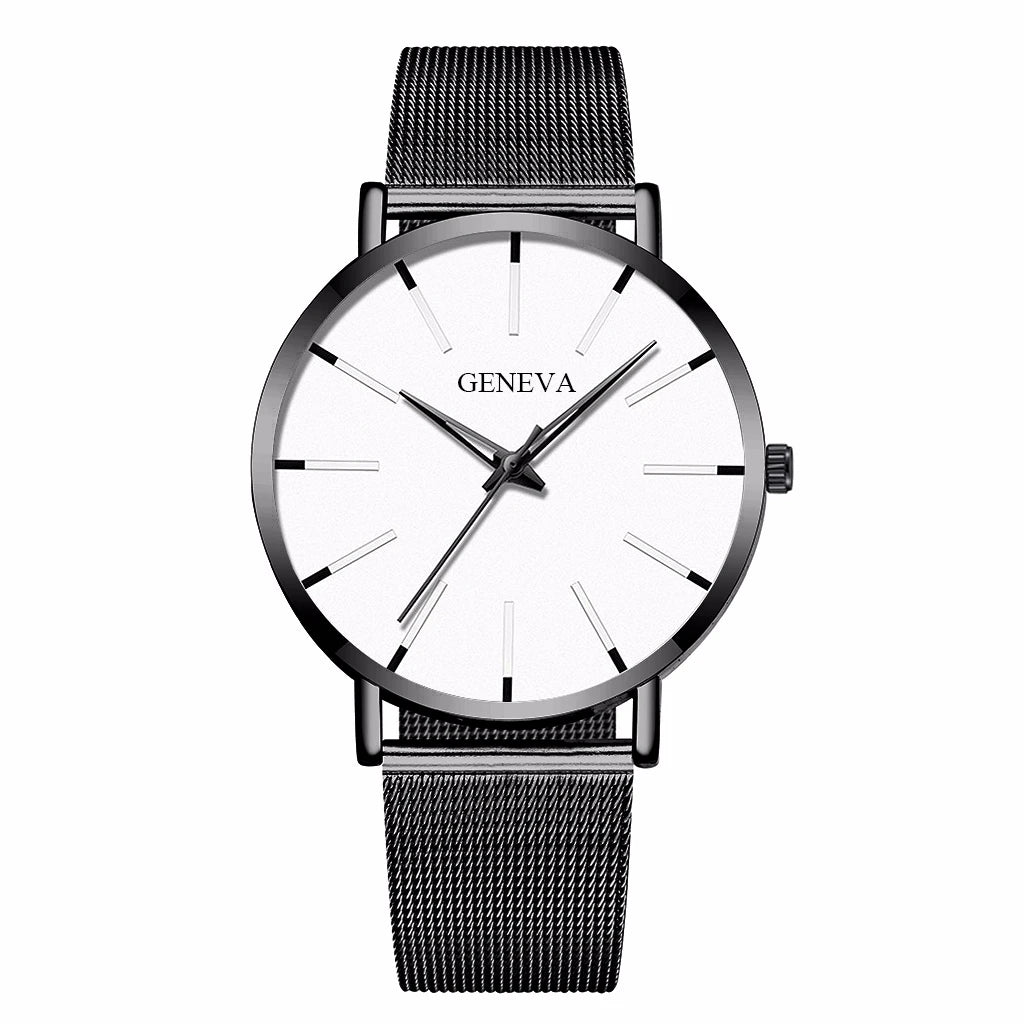 Fashion Ultra-thin Men Business Watches Steel Mesh Band Male's Quartz Watch Relogio Masculino