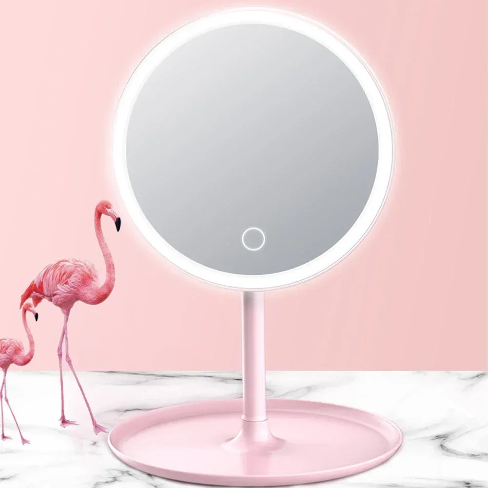 1PC Detachable 3 Modes Makeup Mirror With Light LED Daylight Vanity Mirror Storage Base Mirror With Light Gift USB Rechargable