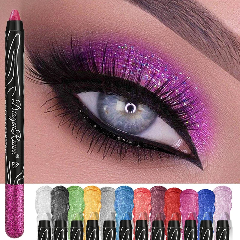 1Pc Metallic Purple Eyeshadow Pencil Glitter Silkworm Liner Pen Highlighter Long Lasting Gold Blue Cream Eye Shadow Stick Makeup