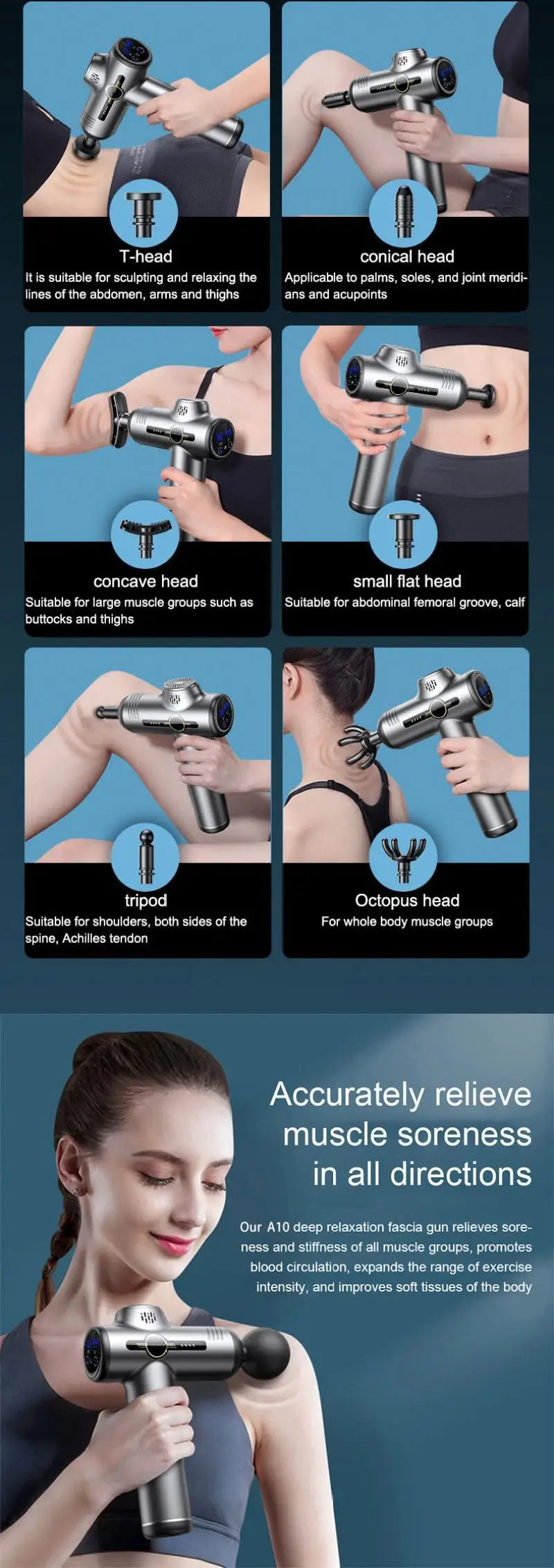 99 Level Massage Gun Fascia Deep Muscle Relax Body Neck Massager Electric Fitness Equipment Noise Reduction Male Female