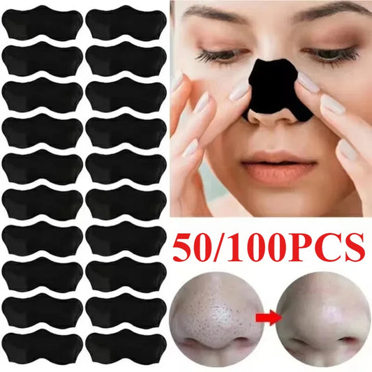 100/50PCS Unisex Blackhead Remove Mask Nasal Strips Shrink Cleansing Pore Nose Black Head Remove Stickers Skin Care Mask Patch