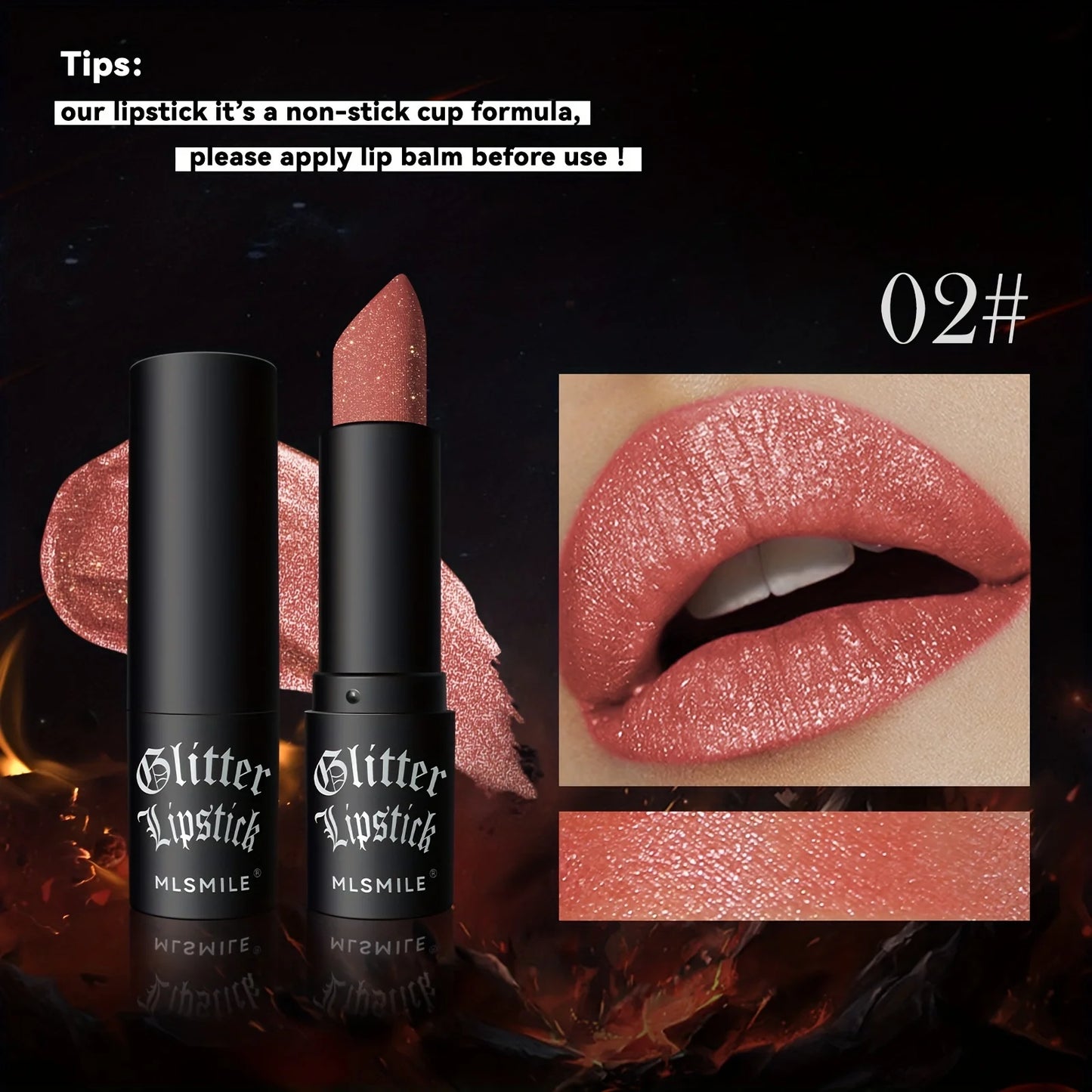 7 Colors Glitter Lipstick Hydrating Sparkling Shine Lip Color Nonstick Highly Pigmented Formula Gives Metallic Finish Lip Makeup