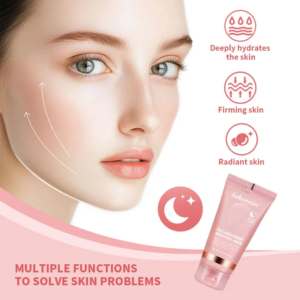 Night Collagen Wrapping Mask Rejuvenation Moisturizing Brightening Korean Face Mask Make Glowy Skin Elasticity Facial Mask