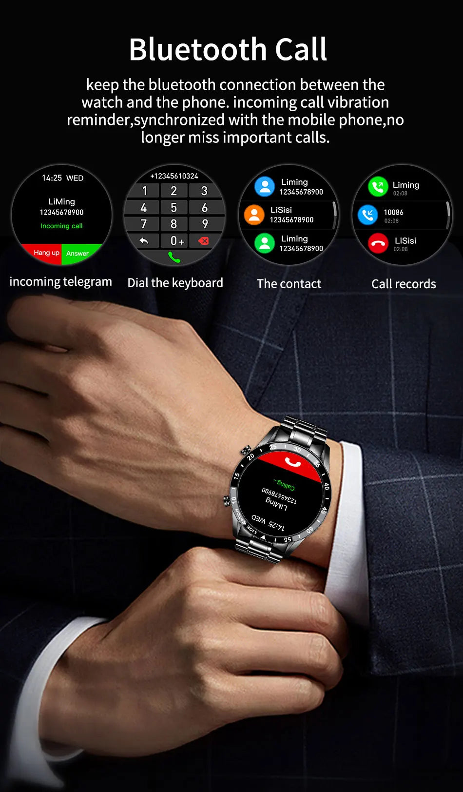 LIGE 2024 Smart Watch Men Full Circle Touch Screen Bluetooth Call Men Smartwatch Waterproof Sport Activity Fitness Watch+Box