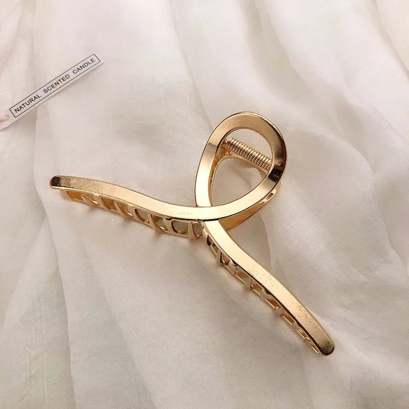 Fashion Metal Hair Claw For Women Gold Silver Color Cross Crab Hair Clip Korean Elegant Geometric Hairpin Girl Hair Accessories