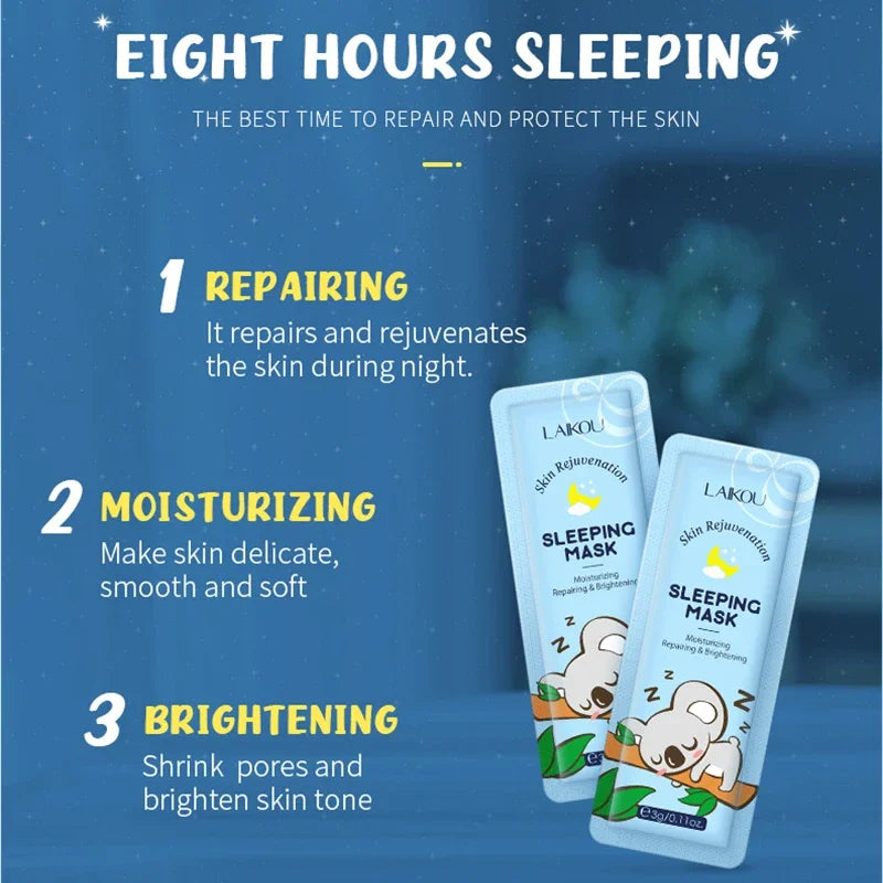 LAIKOU Facial Sleeping Mask Moisturizing Hydrating  Face Sheet Masks Repairing & Nourishing Night Face Mask Skin Care 7pcs