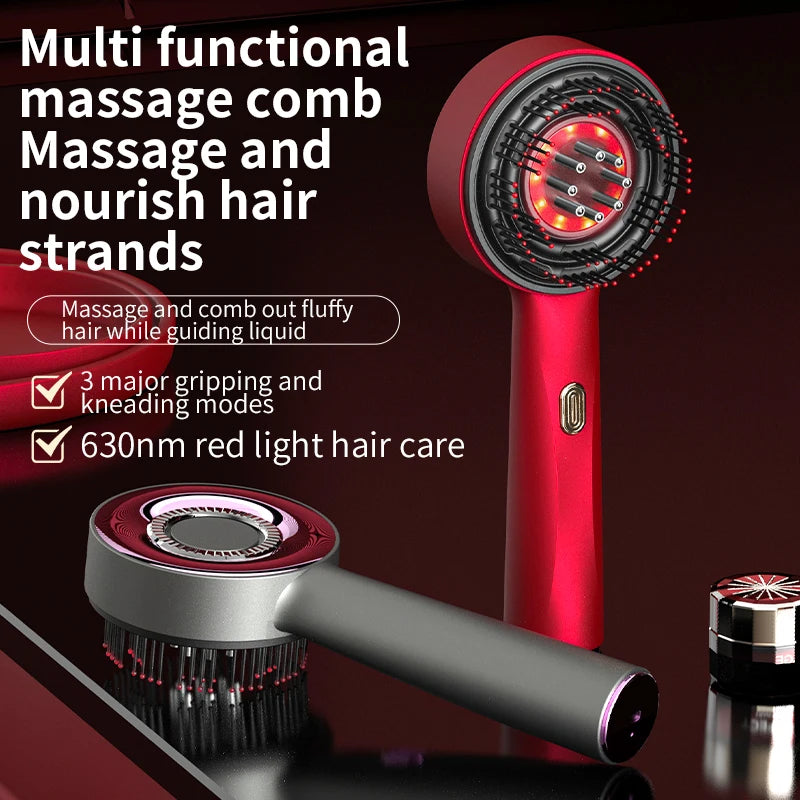 Electric Vibration Massage Comb Red Light Therapy Hair Growth Massage Scalp Brush Anti Hair Loss Liquid Oil Applicator Hair Care