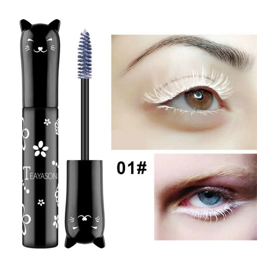 6-Colorful Mascara with Large Brush Head, Easy to Color, Non-Clumping, Non-Fading Mascara, White Purple, Sapphire Blue, Silver Coffee, Not Easy to Smudge, Mascara, Eyebrow Cream