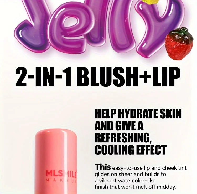 Jelly Blush Stick Makeup, Water Jelly Tint Stick, Lip and Cheek Jelly Blush Stick Lipstick, Lightweight