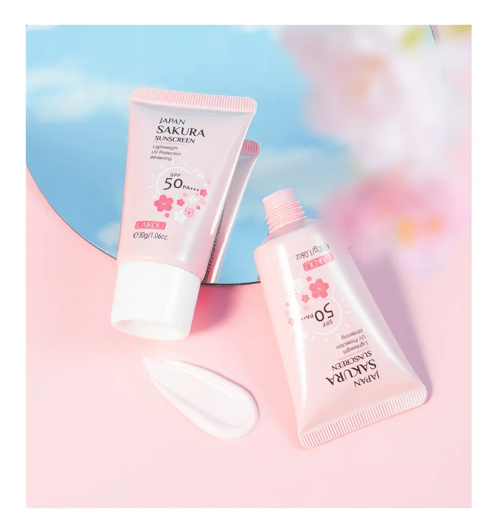 Laikou Sakura  Cream Korean Sunscreen Protector Facial Sun Blocker Spf50 Isolation Lotion  Moisturizer 30g