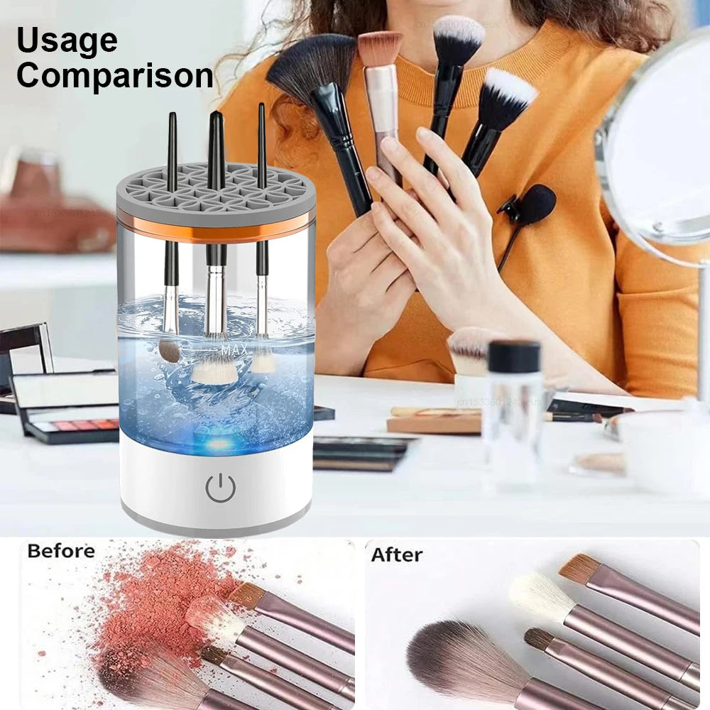 Makeup Brush Cleaner Electric Automatic Makeup Brush Cleanser Portable 3 In 1 Cosmetic Cleaner Electric Automatic Makeup Machine