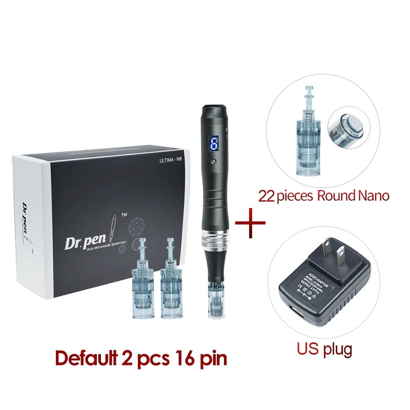 Dr pen Ultima M8 With 22 Cartridge Wireless Derma Microneedle Pen Skincare Kit MTS Treatment Professionals Use Beauty Machine