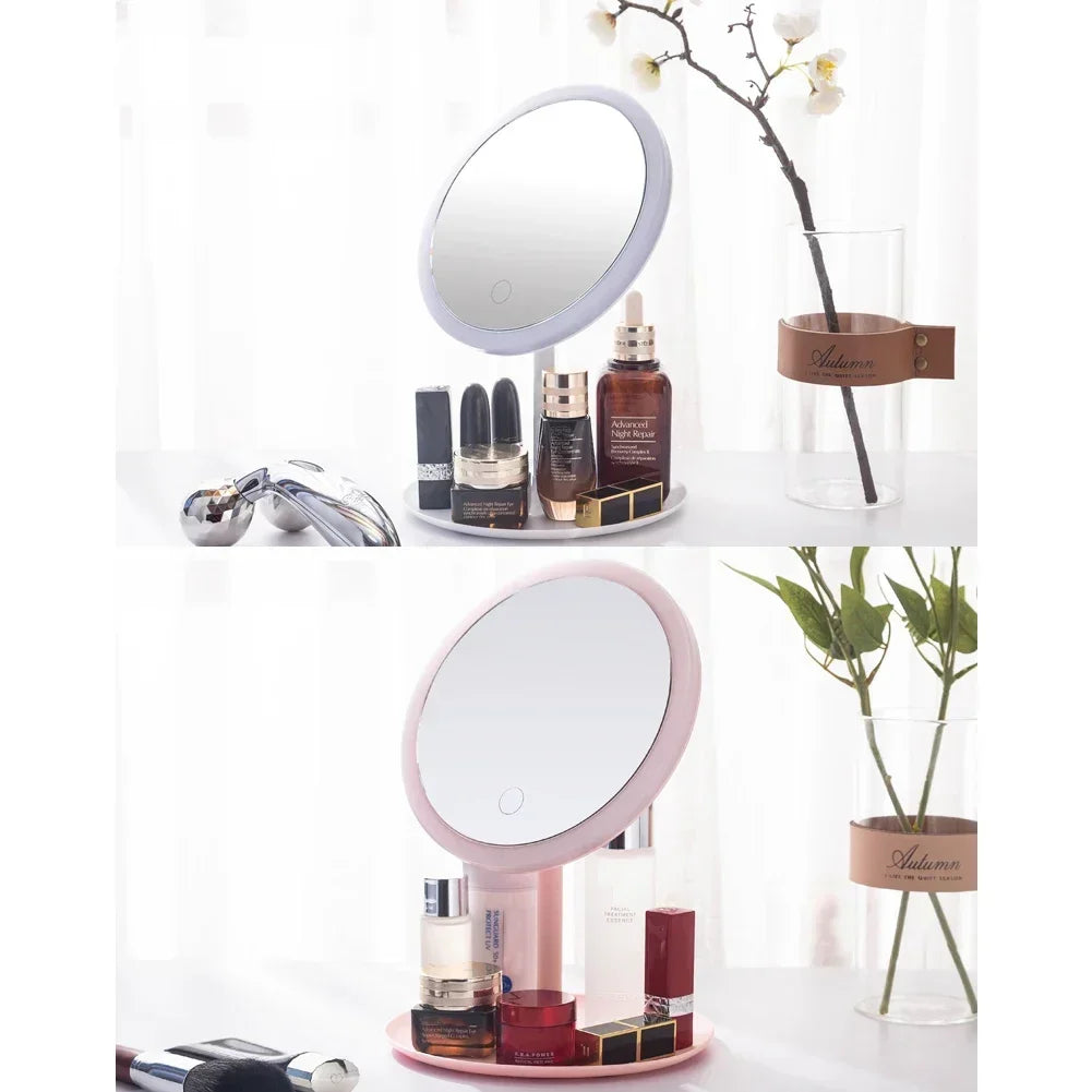 1PC Detachable 3 Modes Makeup Mirror With Light LED Daylight Vanity Mirror Storage Base Mirror With Light Gift USB Rechargable