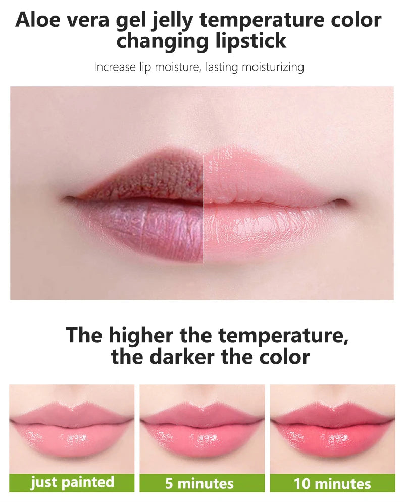 Spring Aloe Vera Moisturizing Lipstick Long Lasting Nouritious Lip Balm Temperature Changing Color lipgloss Lip Makeup Comestics