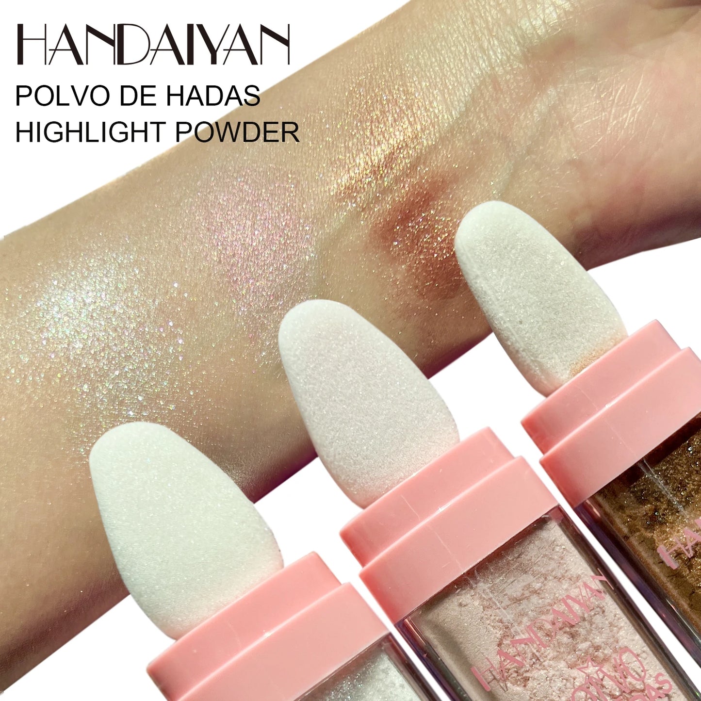 HANDAIYAN 3 Colors Glitter Powder Highlighter Makeup Body Brightens the Natural Face Blusher Fairy Highlight Patting Powder