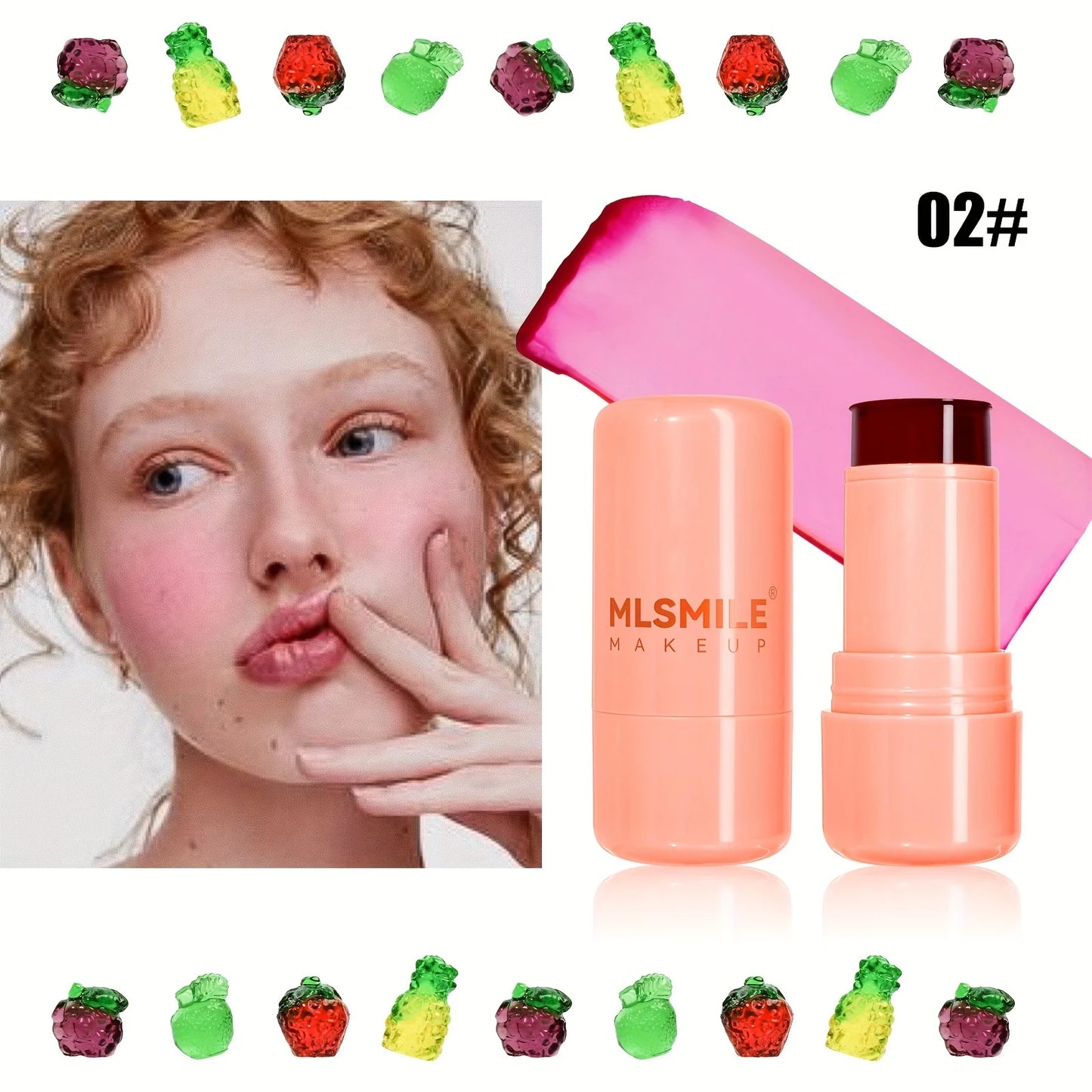 Jelly Blush Stick Makeup, Water Jelly Tint Stick, Lip and Cheek Jelly Blush Stick Lipstick, Lightweight