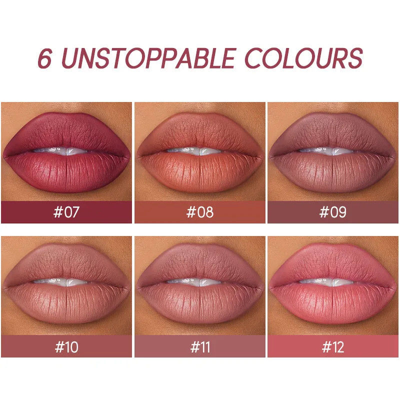 USHAS 12 Color Lip Liner + LIPSTICK Set Easy Coloring Matte Lipstick Long lasting nude red lipstick